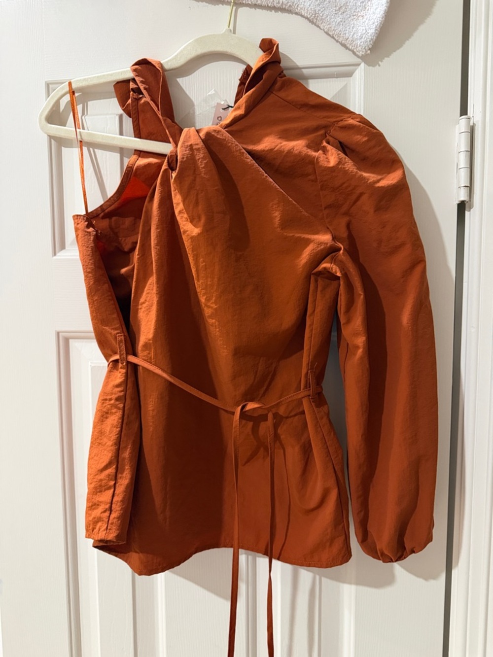 Mango Rust Orange One-shoulder Tie-Waist l Top